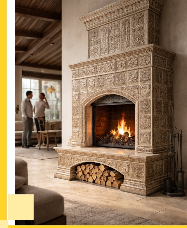 Купить изразцовый камин в Сестрорецке от 256225 р. | ЭриданСст