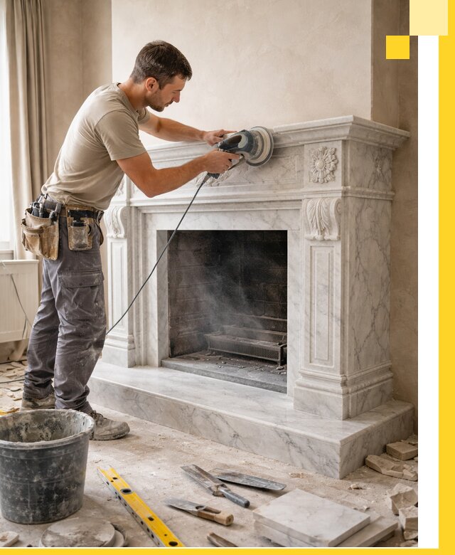 Изготовление и установка мраморных каминов в Сестрорецке под ключ