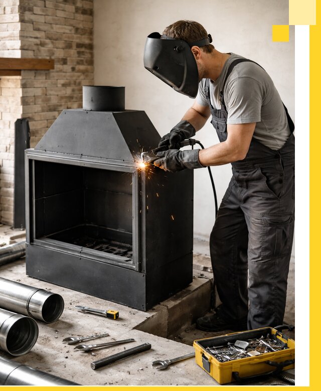 Продажа и установка металлических каминов в Сестрорецке под ключ