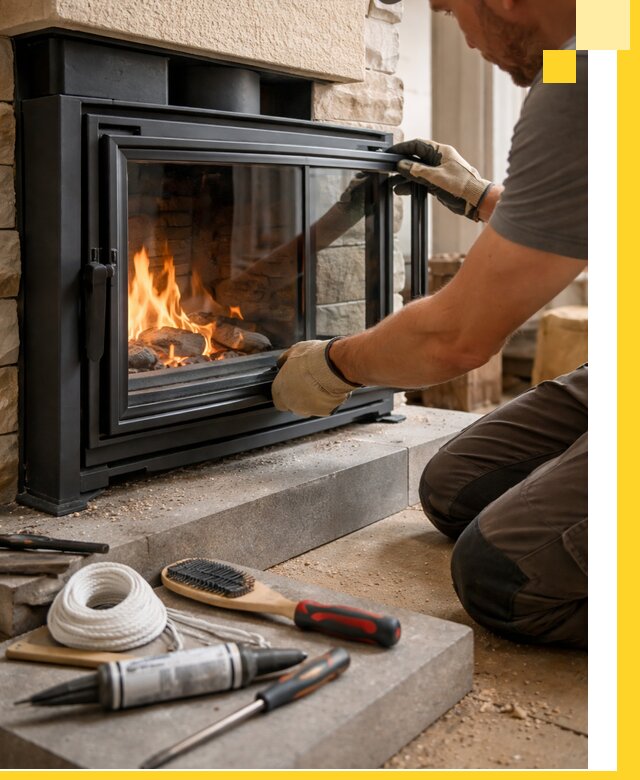 Производство, монтаж и доставка каминов со стеклом в Сестрорецке