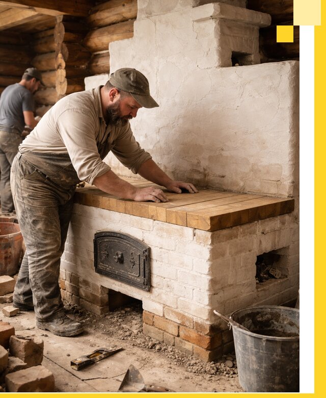 Проектирование и установка русской печи с лежанкой в Сестрорецке