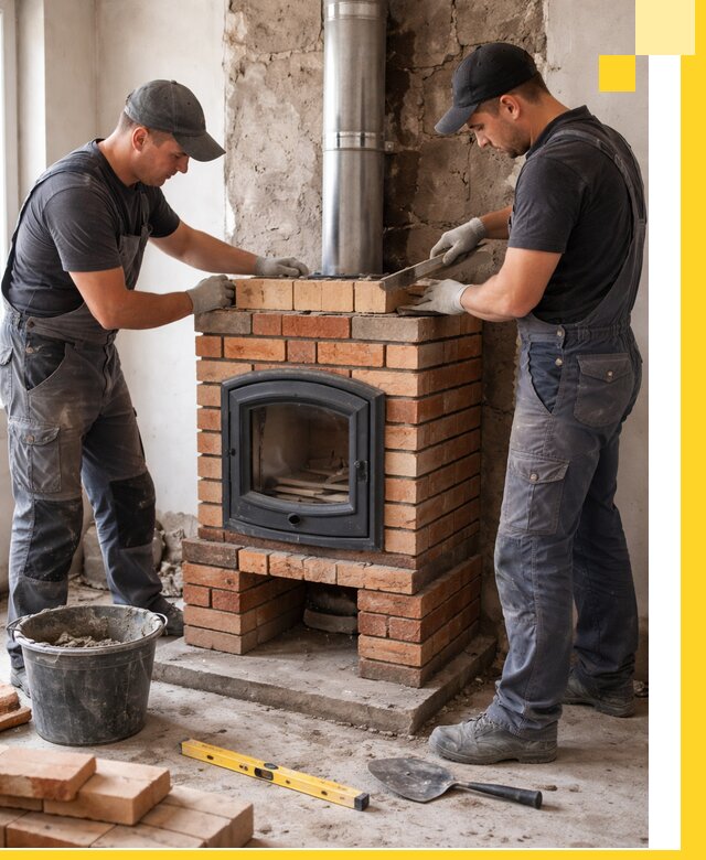 Монтаж печи камина под ключ в Сестрорецке с гарантией и пусконаладкой