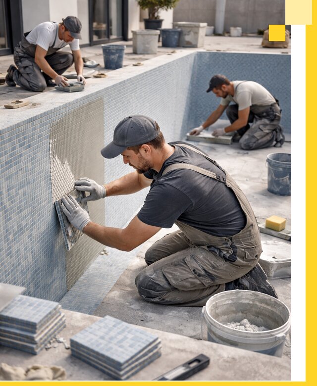 Облицовка бассейнов в Сестрорецке плитка мозаика гидроизоляция