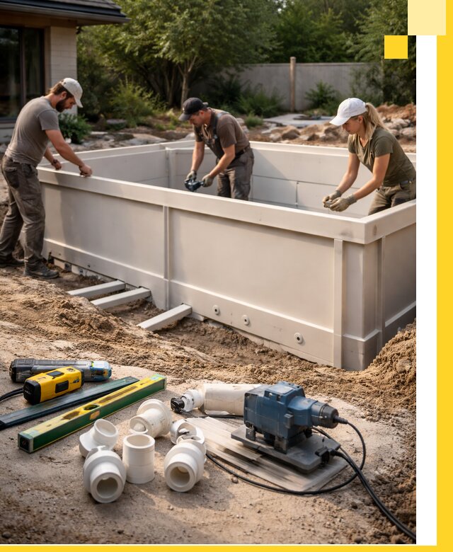 Установка полипропиленовых бассейнов под ключ в Сестрорецке