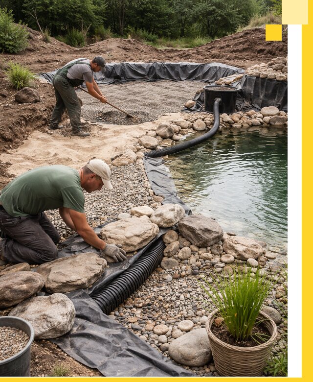 Строительство природных бассейнов и озер в Сестрорецке под ключ