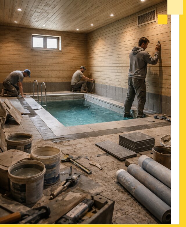 Строительство бани с бассейном и сауной под ключ в Сестрорецке