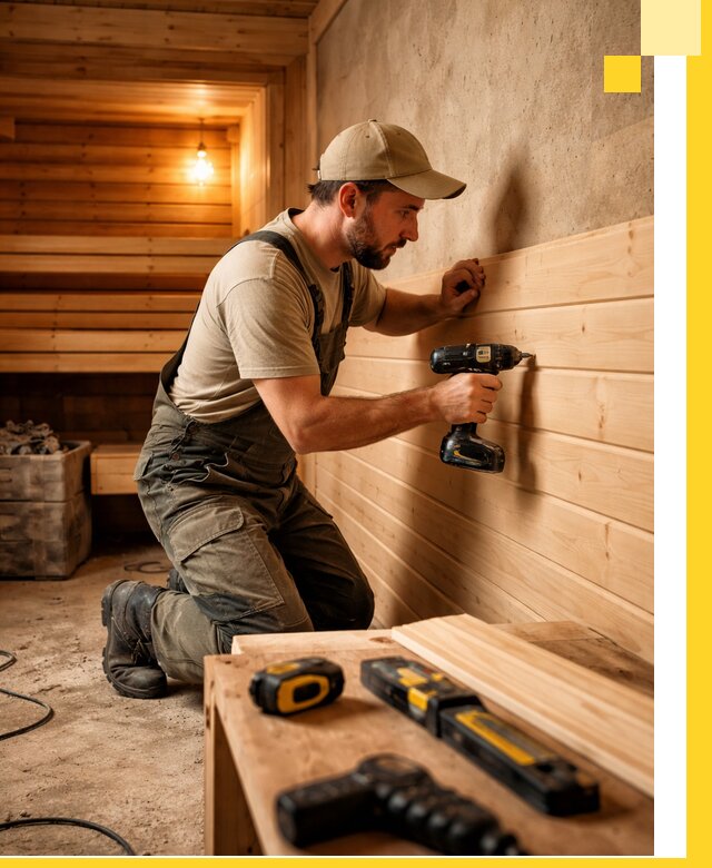 Профессиональная внутренняя отделка бани в Сестрорецке под ключ