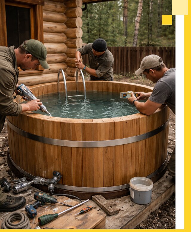 Строительство бань с купелью под ключ и отделкой в Сестрорецке