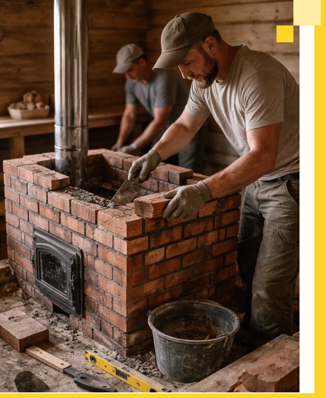 Кирпичные печи для бани под ключ в Сестрорецке, проект и монтаж