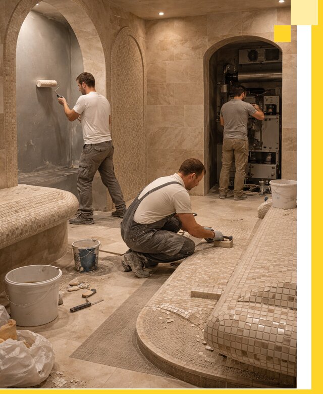 Строительство бани с хамамом и бассейном под ключ в Сестрорецке