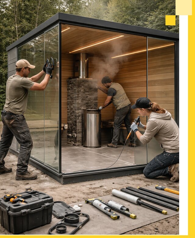 Проектирование и строительство стеклянных бань в Сестрорецке