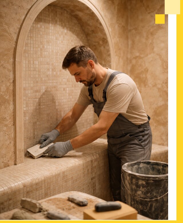 Профессиональная отделка хамамов с мозаикой под ключ в Сестрорецке