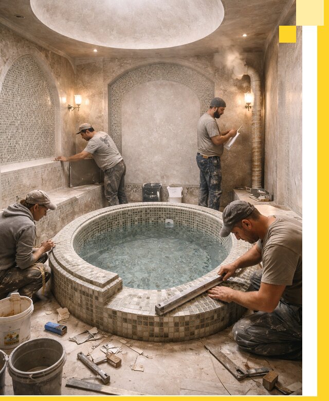 Профессиональное строительство хамама с бассейном в Сестрорецке под ключ