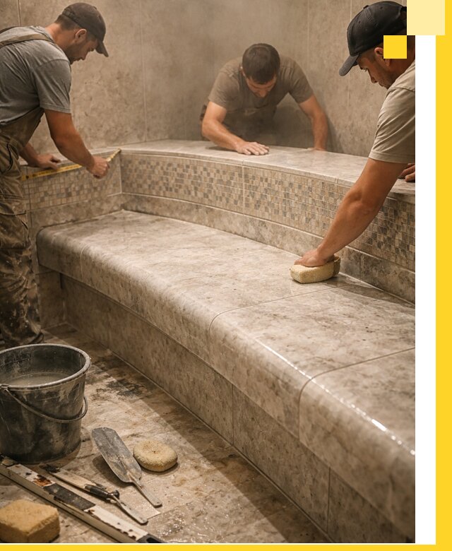 Изготовление и установка сидений для хамама в Сестрорецке