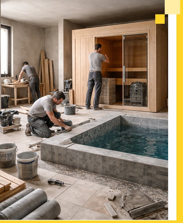 SPA зоны под ключ с бассейном сауной и печью в Сестрорецке